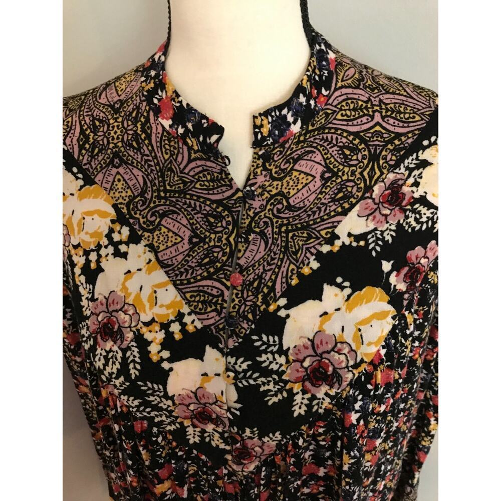 Free People Wildflower Fields Tunic XS Floral Bell Sleeve Boho Top - Picture 3 of 11